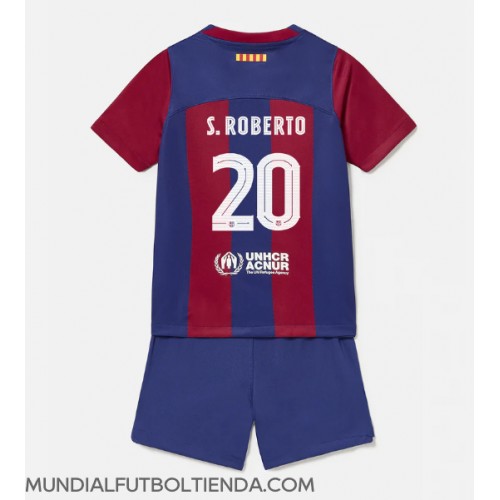Camiseta Barcelona Sergi Roberto #20 Primera Equipación Replica 2023-24 para niños mangas cortas (+ Pantalones cortos)